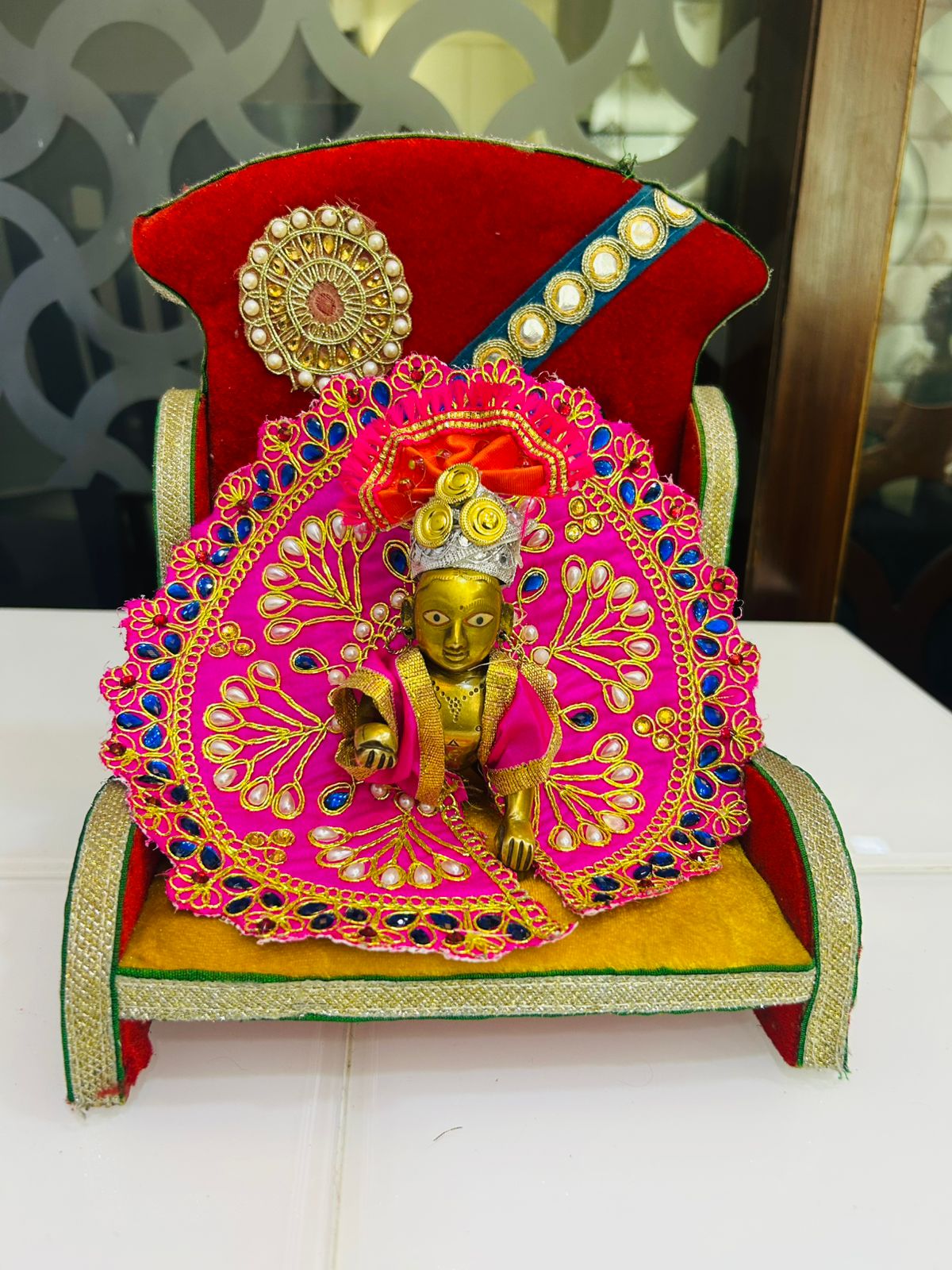 Stone Work Laddu Gopal Dress