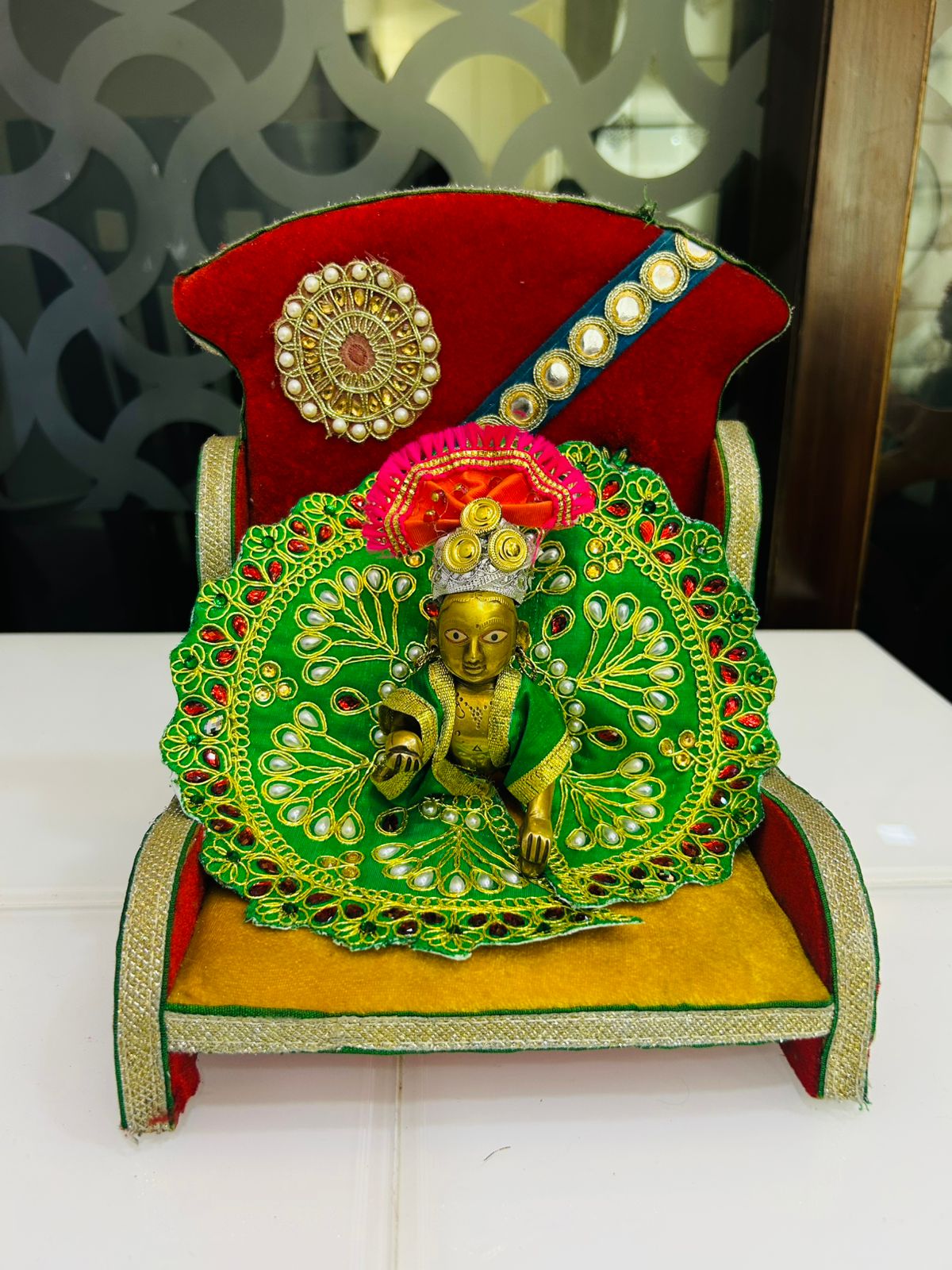 Stone Work Laddu Gopal Dress