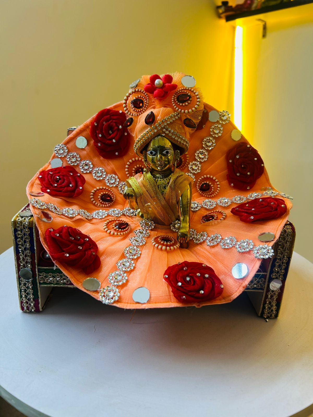 Beautiful Orange Heavy dress for laddu gopal ji With Pagdi Set