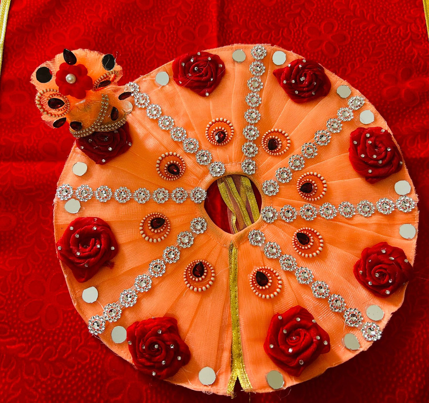 Beautiful Orange Heavy dress for laddu gopal ji With Pagdi Set
