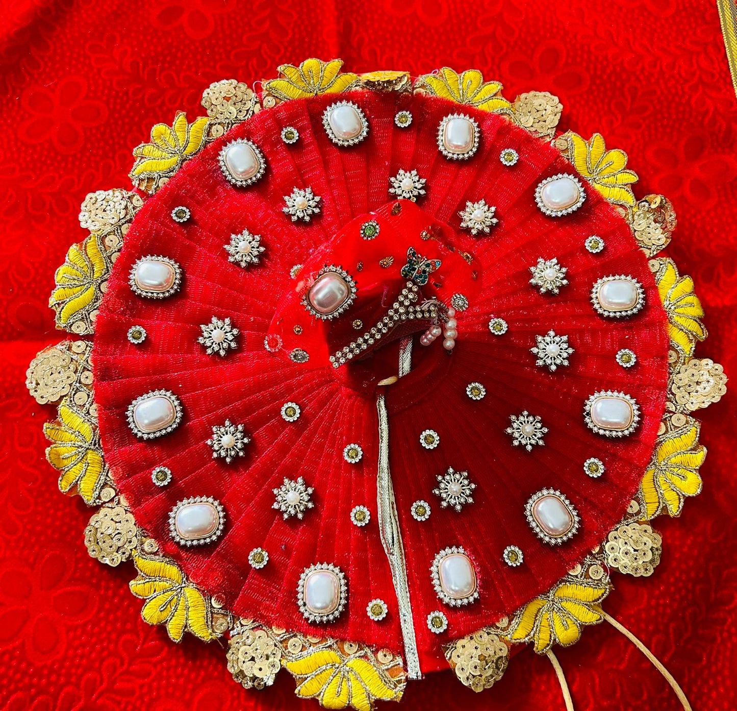 Red Heavy dress for laddu gopal ji With Pagdi Set