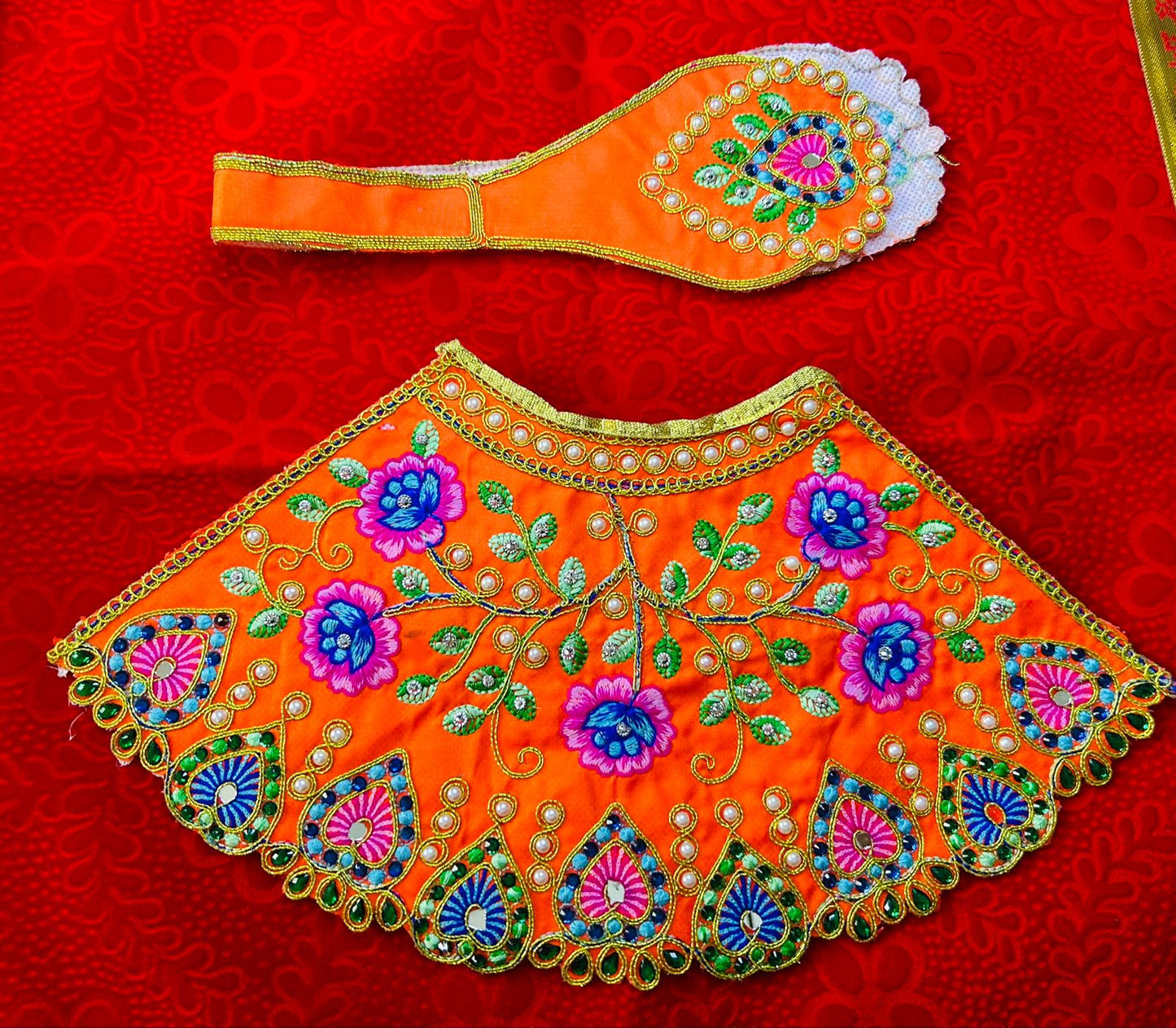 Multicolor Mata Rani Dress Lehenga and Patka