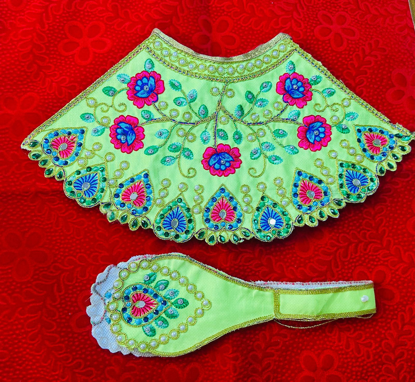 Multicolor Mata Rani Dress Lehenga and Patka