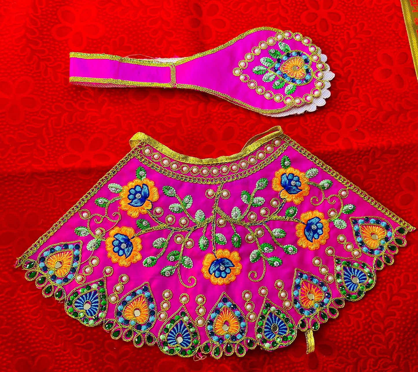 Multicolor Mata Rani Dress Lehenga and Patka