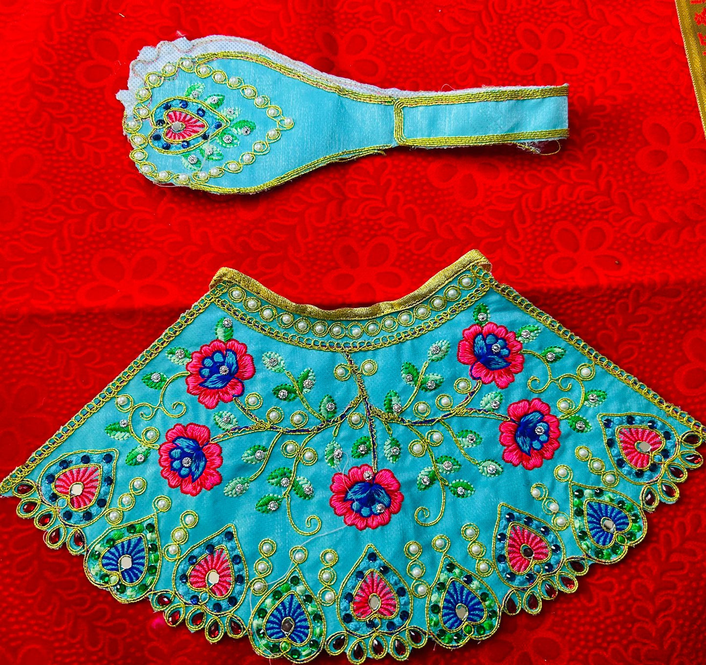 Multicolor Mata Rani Dress Lehenga and Patka