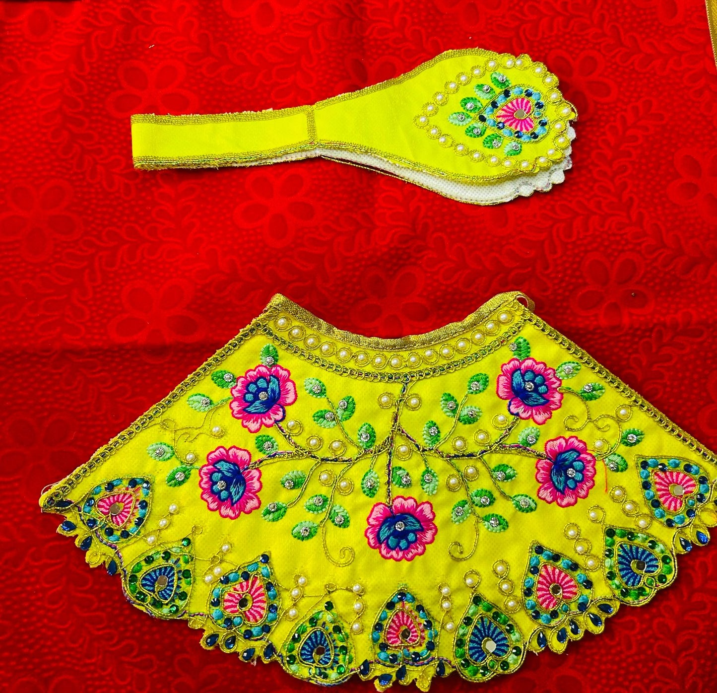 Multicolor Mata Rani Dress Lehenga and Patka