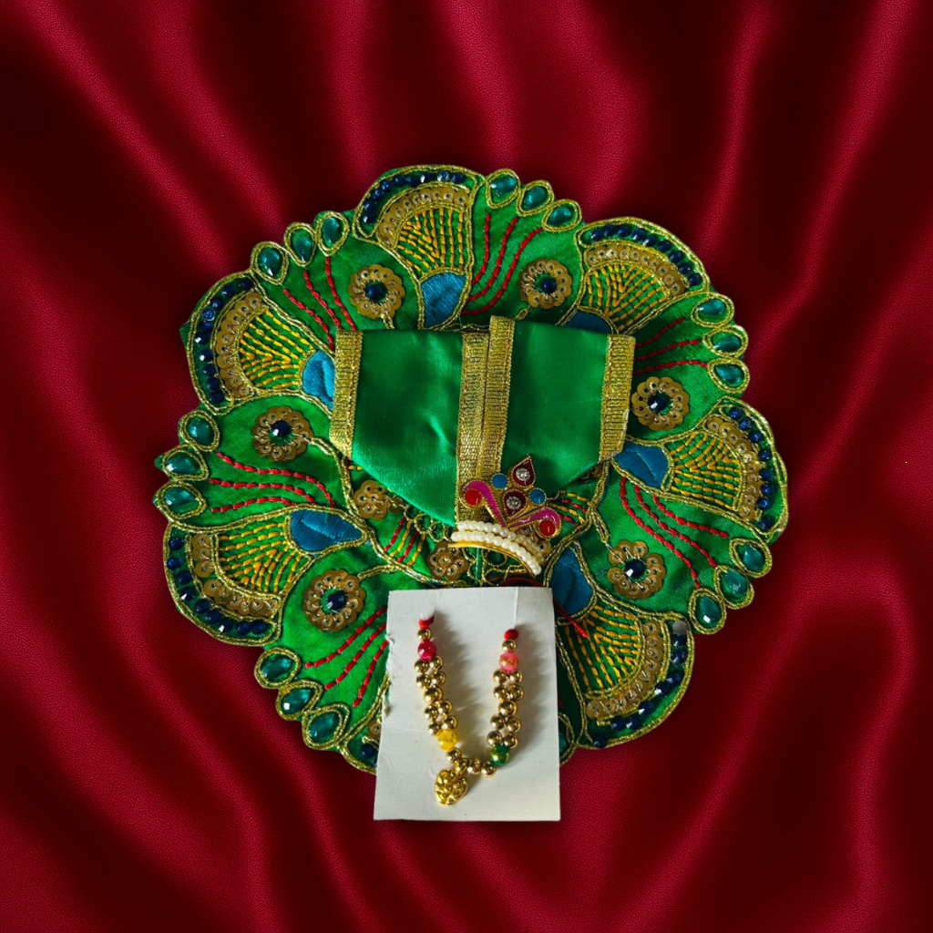 Mor Pankh Design Laddu Gopal Dress With Haar and Mukut