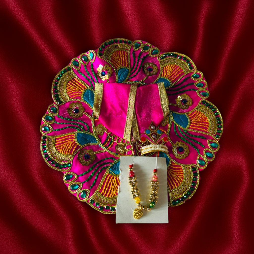 Mor Pankh Design Laddu Gopal Dress With Haar and Mukut