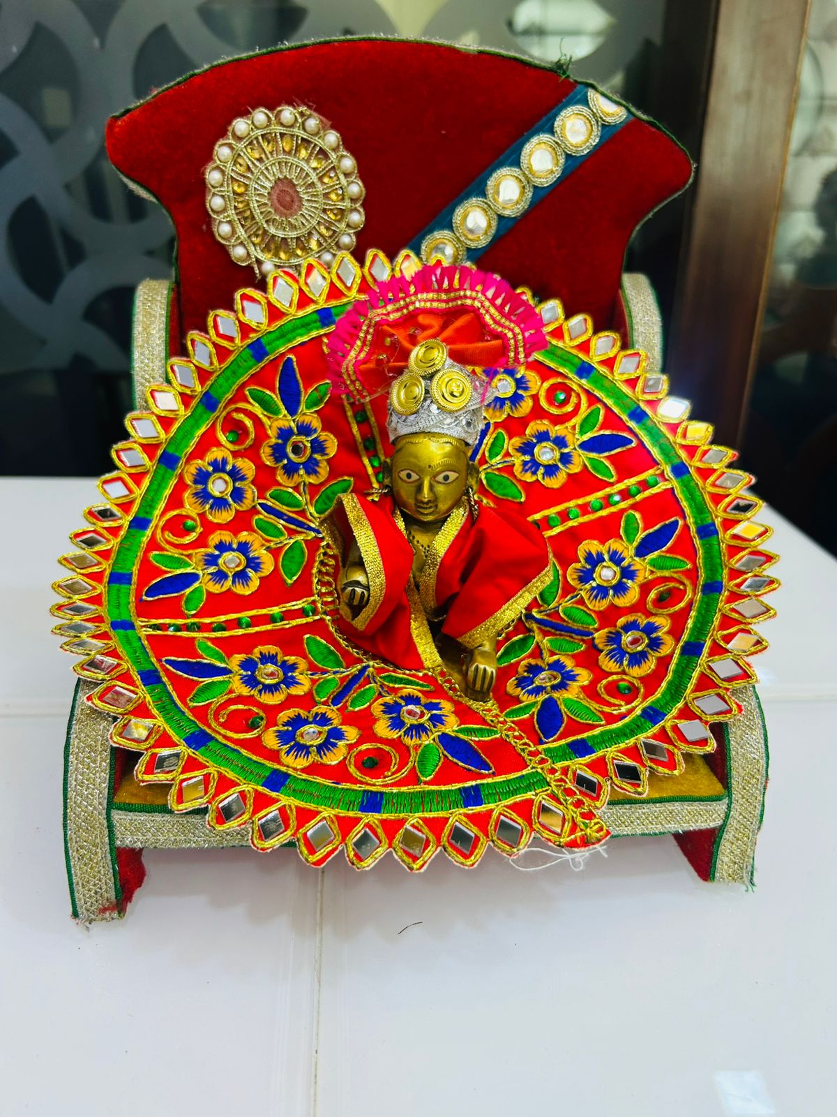 Flower Design Laddu Gopal Dress [size: 5]
