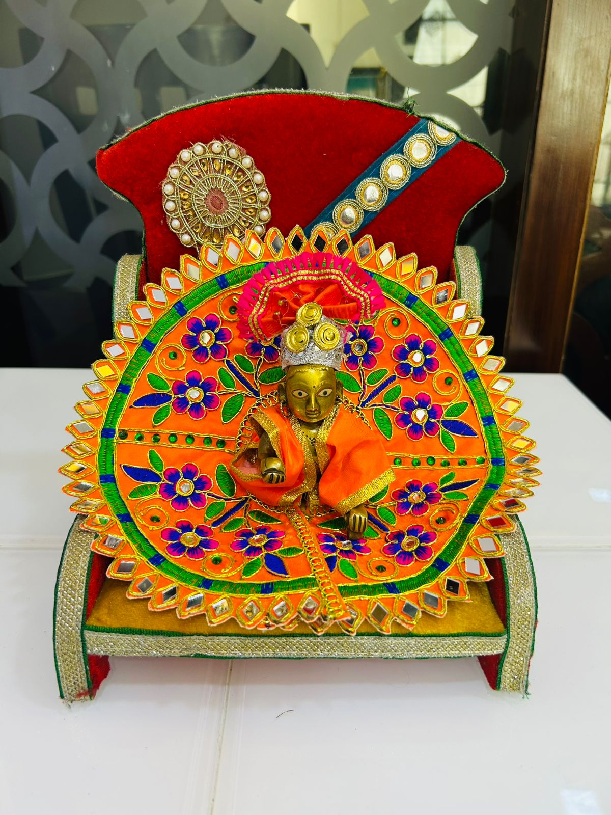 Flower Design Laddu Gopal Dress [size: 5]