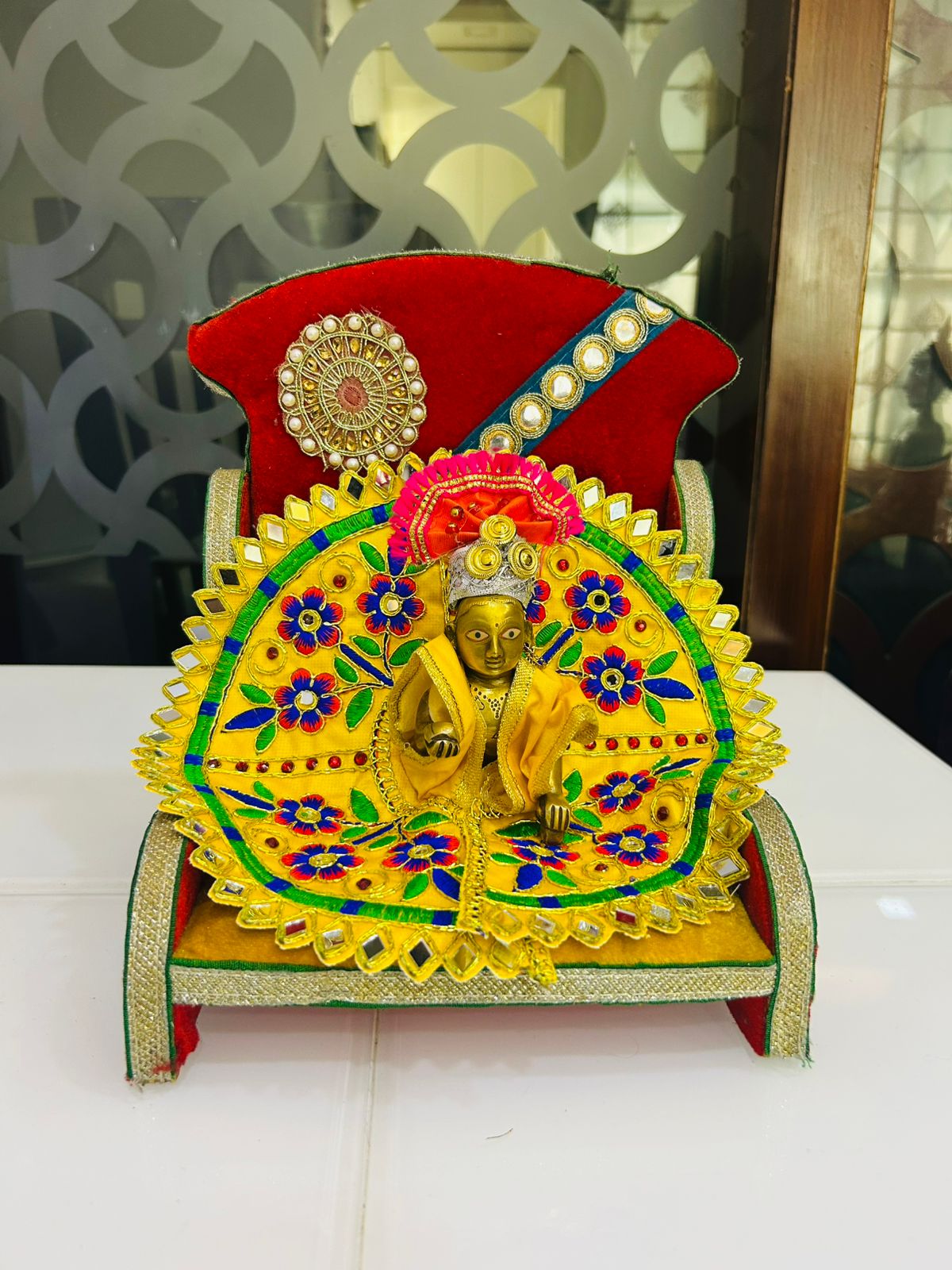 Flower Design Laddu Gopal Dress [size: 5]