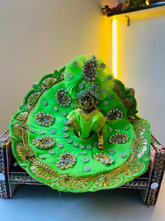 Green Heavy dress for laddu gopal ji With Pagdi Set