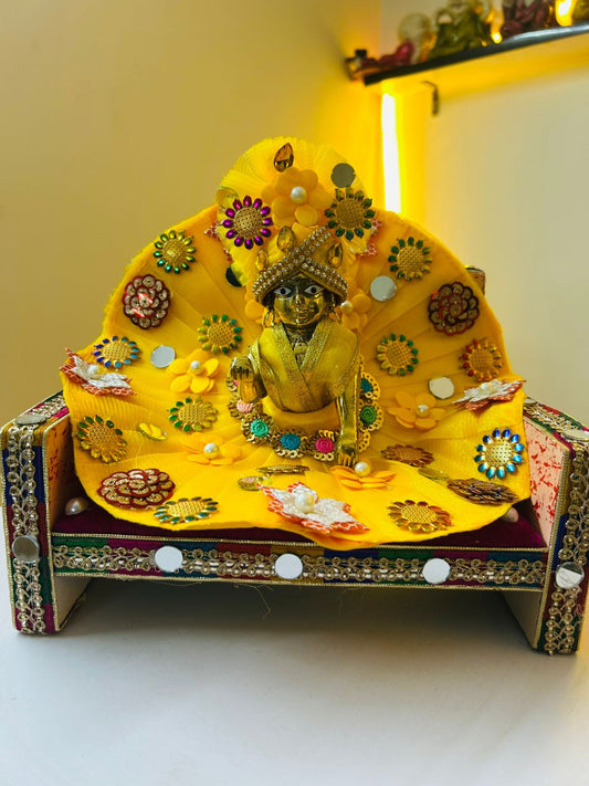 Yellow Heavy dress for laddu gopal ji With Pagdi Set