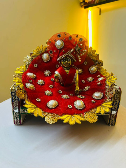 Red Heavy dress for laddu gopal ji With Pagdi Set