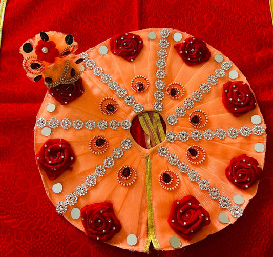 Beautiful Orange Heavy dress for laddu gopal ji With Pagdi Set