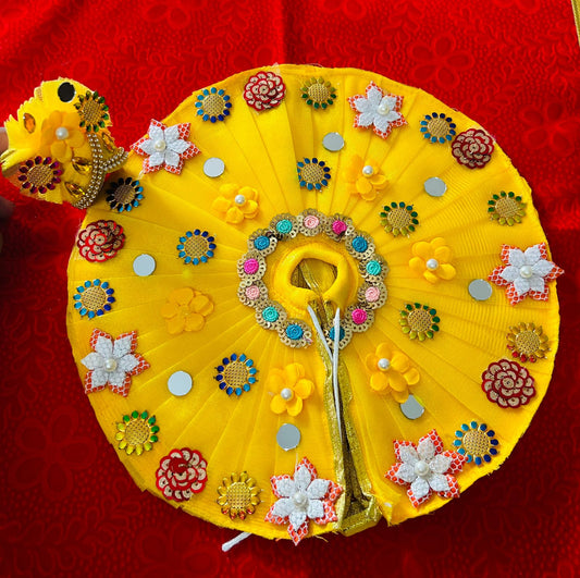 Yellow Heavy dress for laddu gopal ji With Pagdi Set