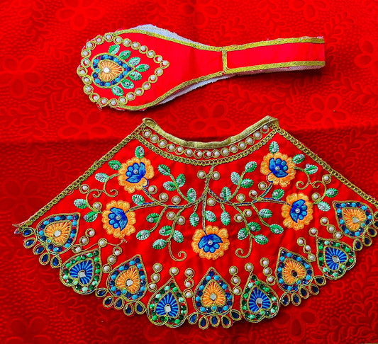Multicolor Mata Rani Dress Lehenga and Patka