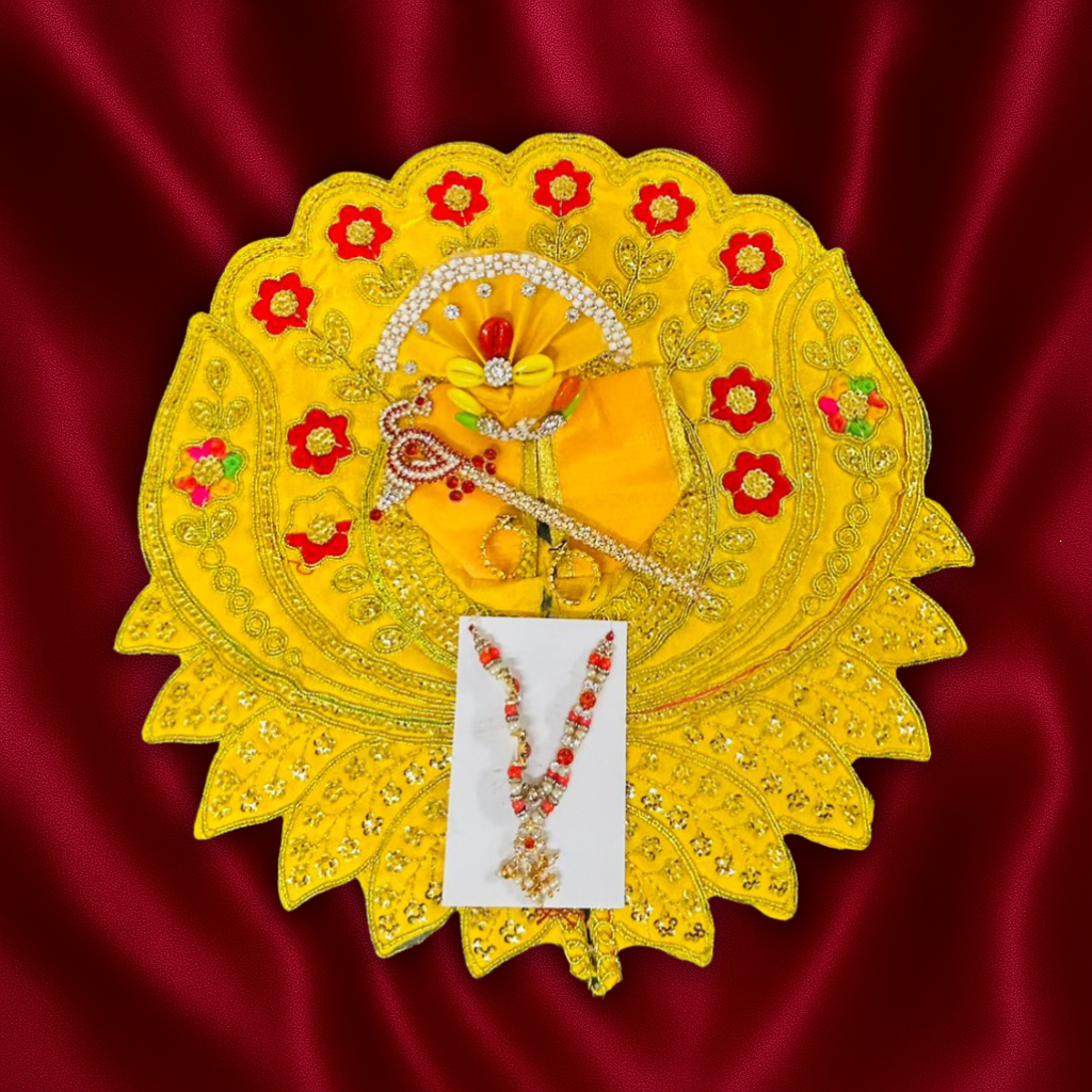 Laddu Golpal Dress Set of 5 items [Dress,Bansuri,Mala,Pagdi,Kadhe]